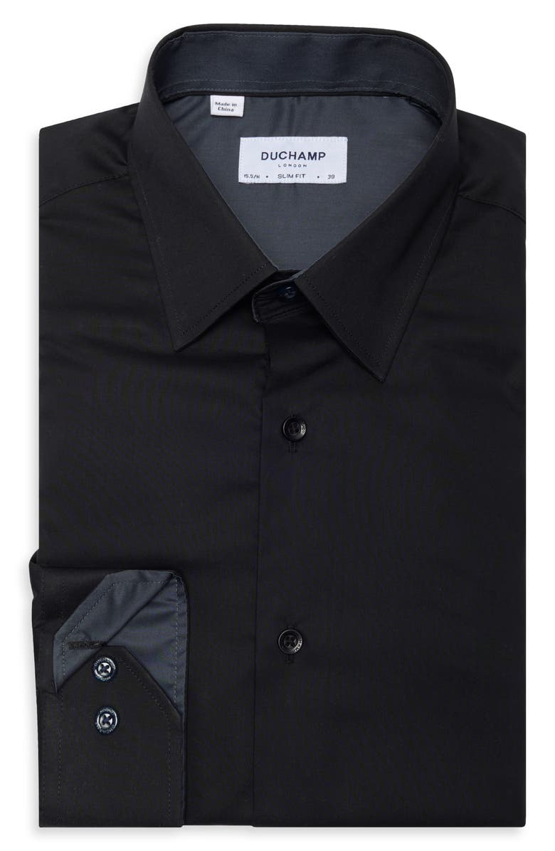 Duchamp Slim Fit Stretch Cotton Dress Shirt, Alternate, color, Black