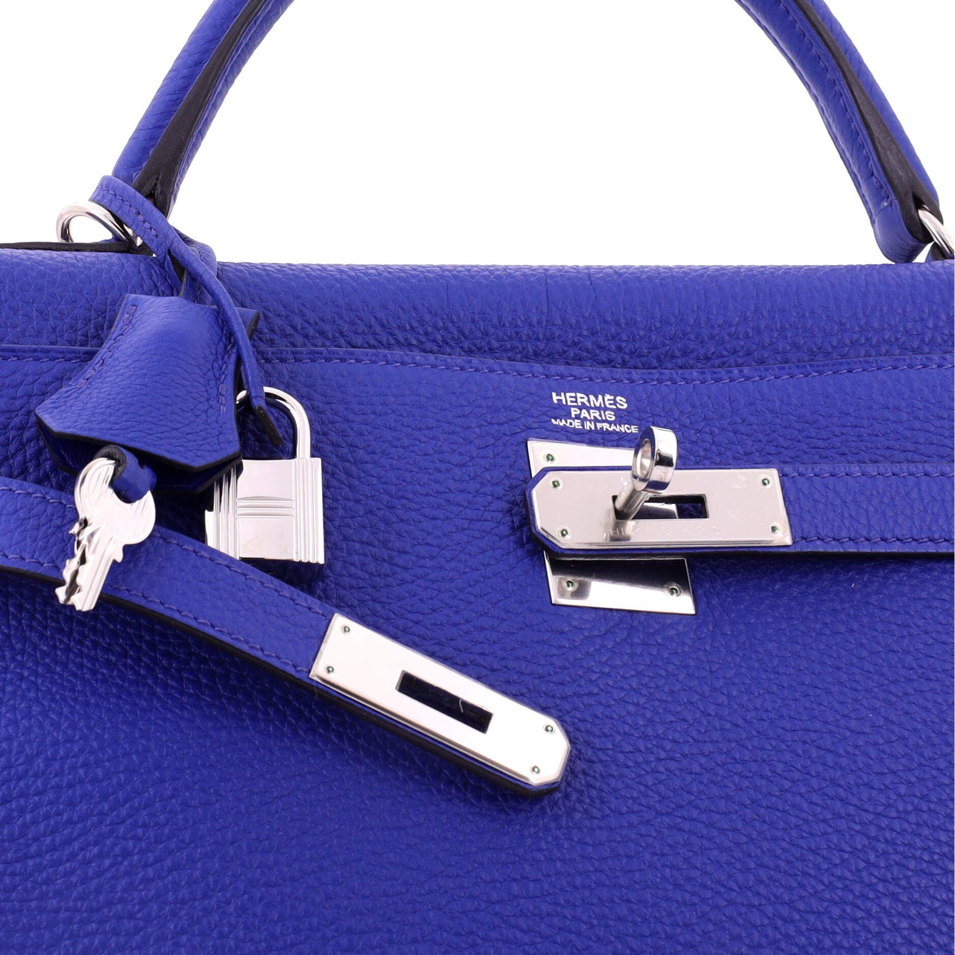 Pre-Owned Hermes Kelly Handbag Blue Togo with Palladium Hardware 32, Alternate, color, Bleu Electrique