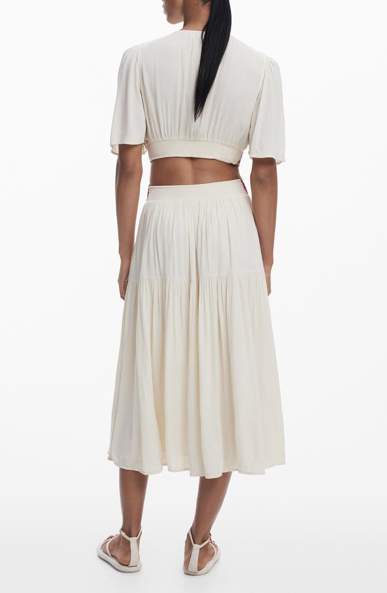 Desigual Wraparound Cutout Maxi Dress, Alternate, color, Off White