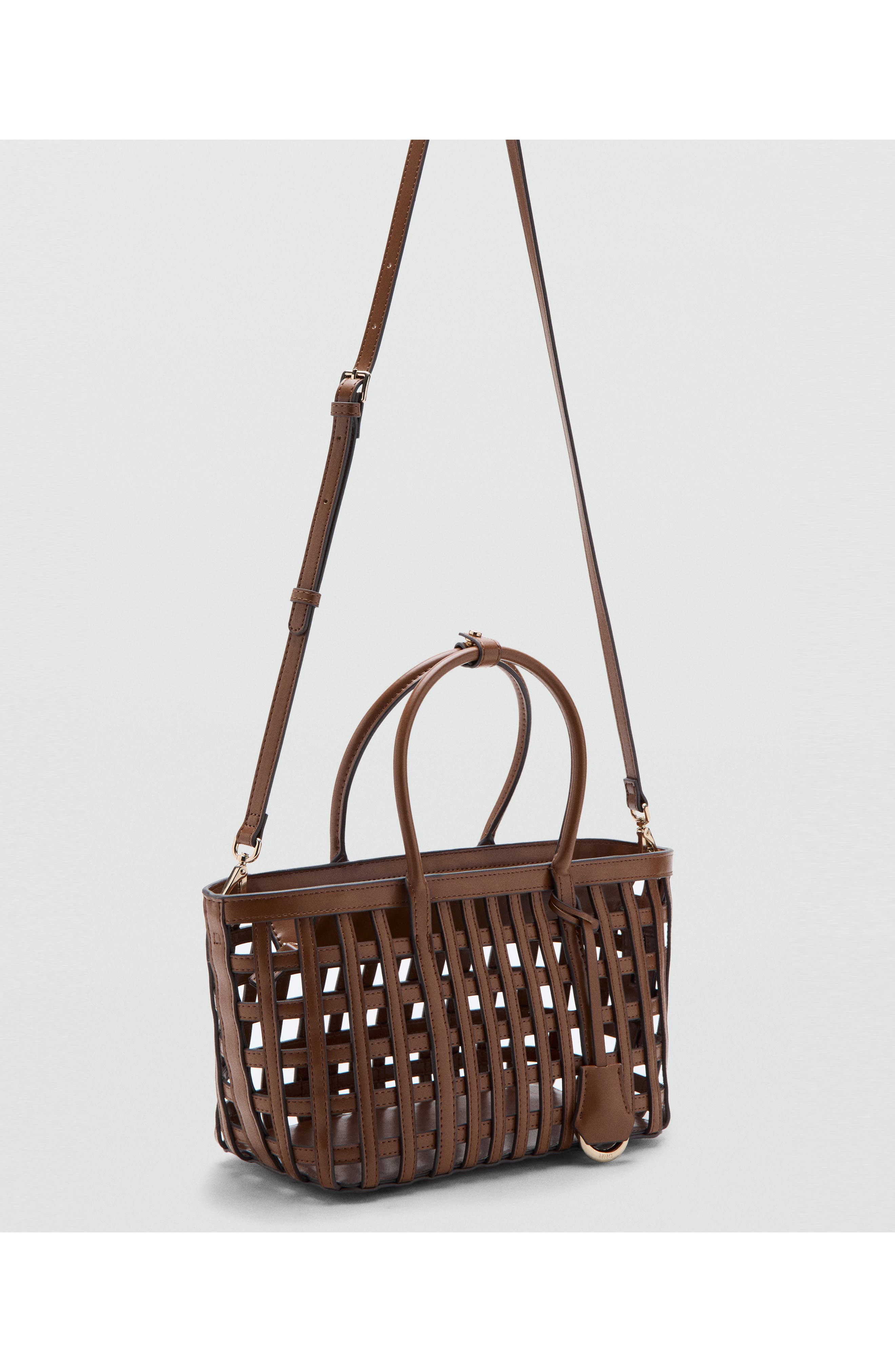 Braided Faux Leather Top Handle Bag, Alternate, color, LEATHER