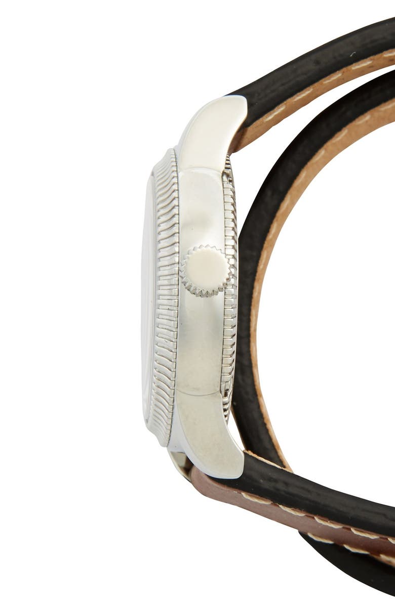 Burberry 'Utilitarian' Round Leather Wrap Watch, 30mm, Alternate, color, 