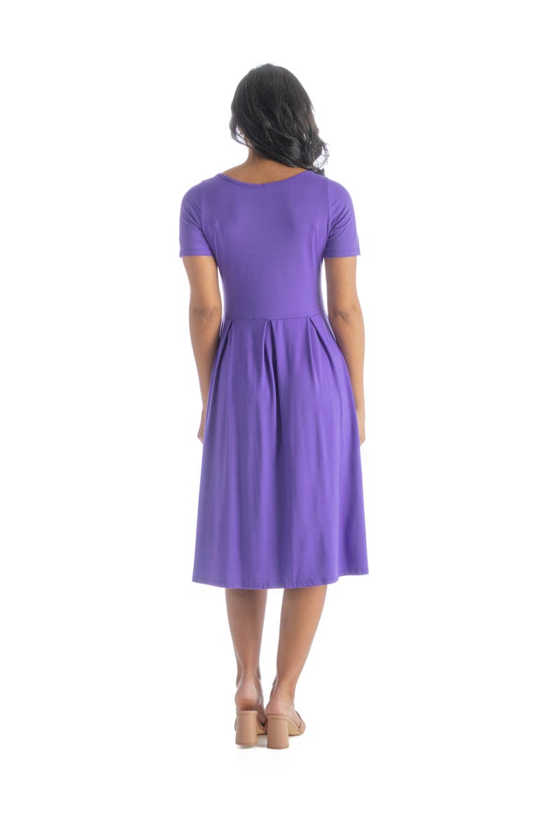 Midi Dress with Short Sleeves and Pocket Detail, Alternate, color, Lilac