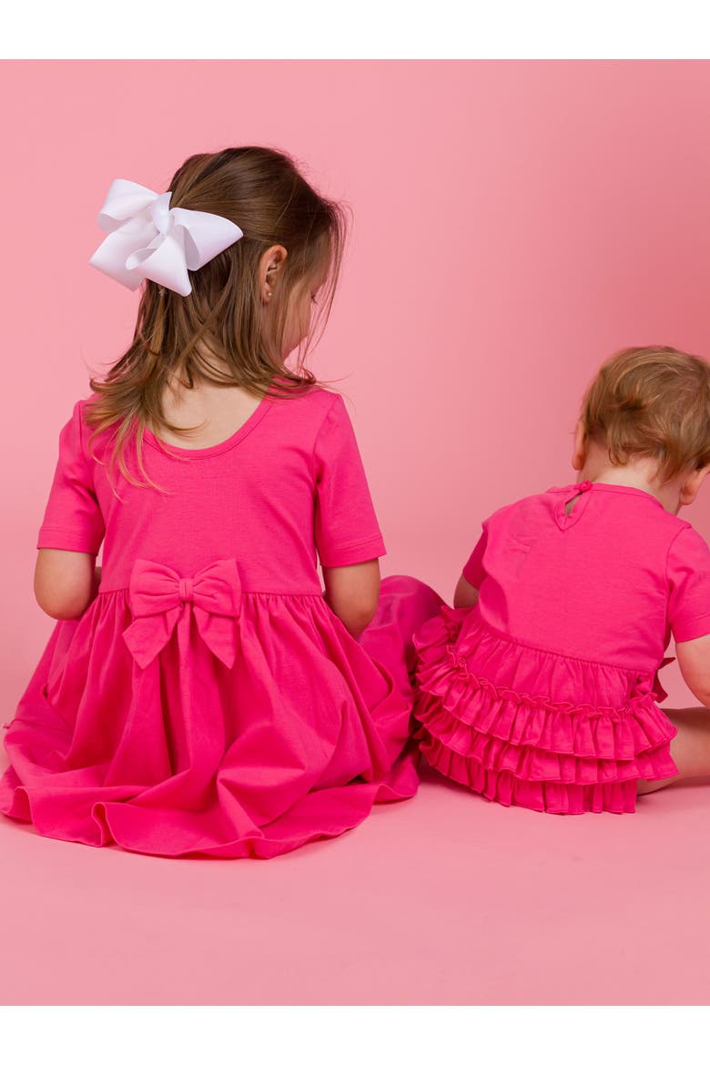 Knit Short Sleeve Twirl Dress, Alternate, color, Hot Pink