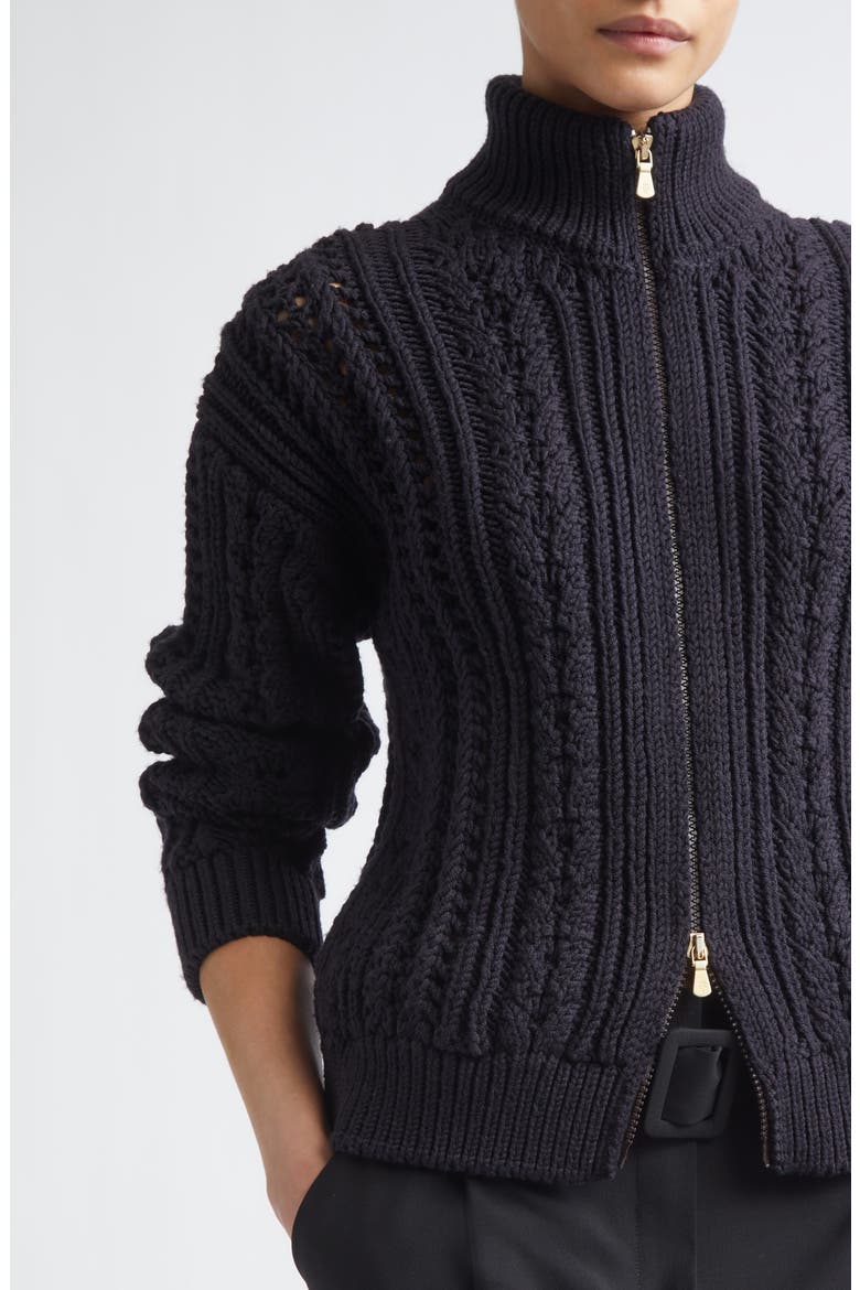 Wool Zip Cardigan, Alternate, color, 177 AMETHYST