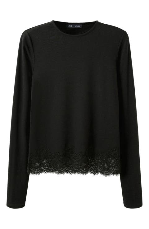 Lace Detail Long Sleeve Top