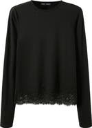 MANGO Lace Detail Long Sleeve Top