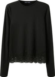 MANGO Lace Detail Long Sleeve Top