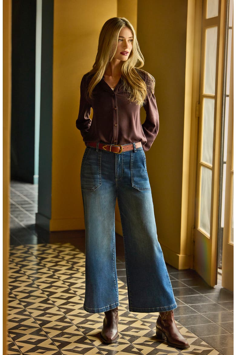 Meg High Rise Wide Leg Jeans, Alternate, color, DARK WASH