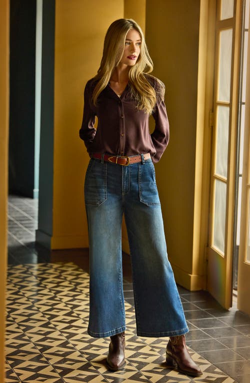 Kut From The Kloth Meg Mid Rise Ankle Wide Leg Jeans In Blue