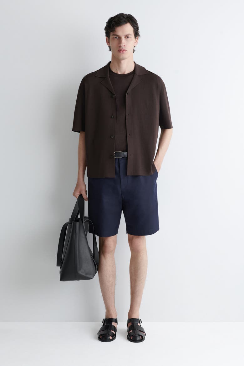 Cotton Straight-leg Chino Shorts, Main, color, NAVY