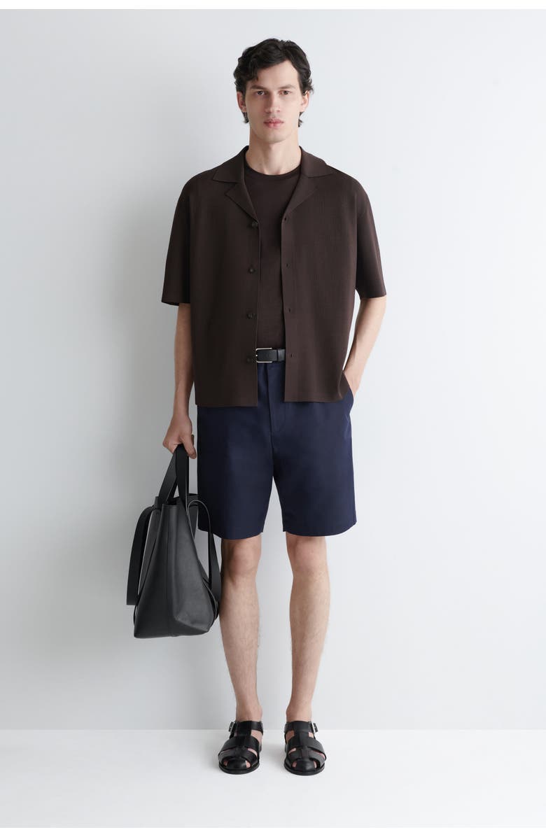 COS Cotton Straight-leg Chino Shorts, Main, color, Navy