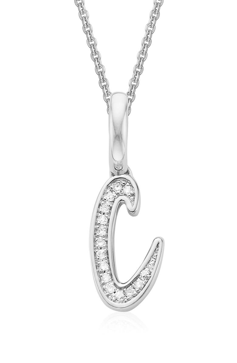 Monica Vinader Alphabet Diamond Pavé Pendant Charm, Main, color, Silver/ Diamond- C