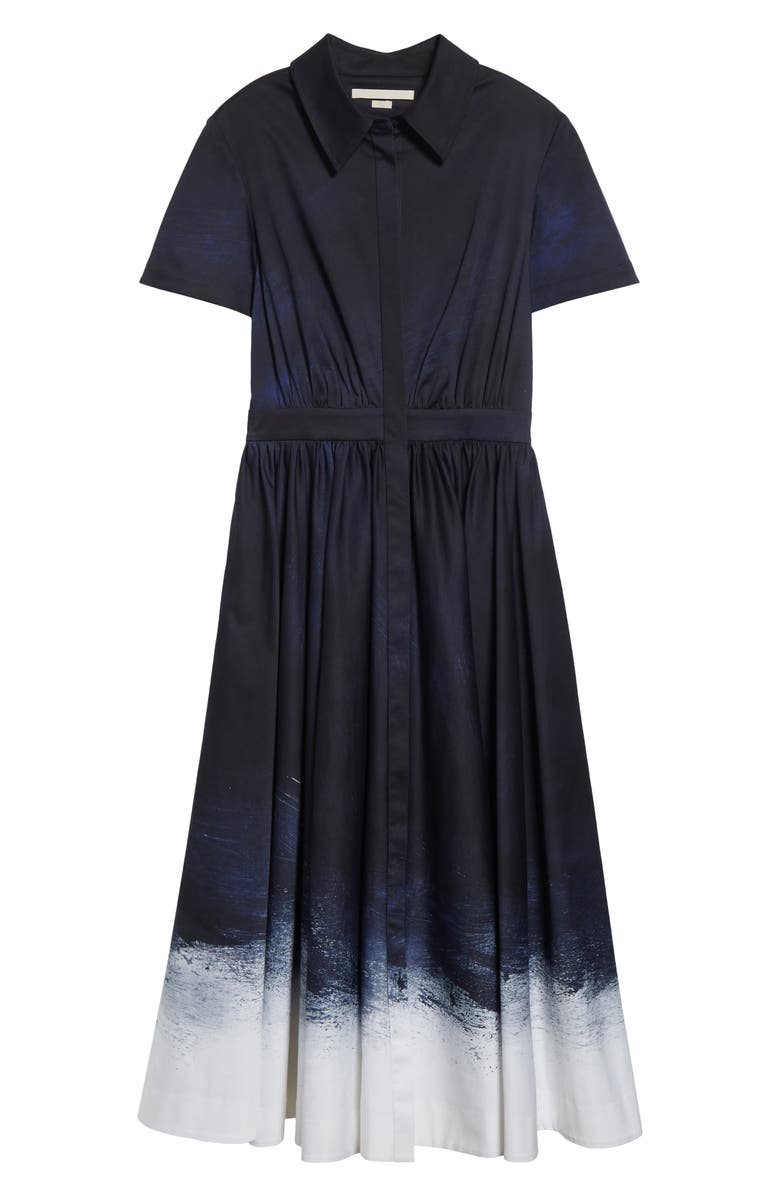 Jason Wu Collection Brushed Stretch Cotton Canvas Midi Dress, Alternate, color, Navy / White Smudged Canvas