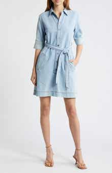 FRAME Tie Belt Denim Shirtdress