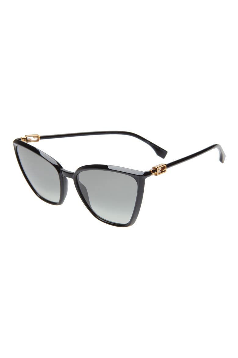 60mm Gradient Cat Eye Sunglasses, Alternate, color, BLACK/ GREY SHADED