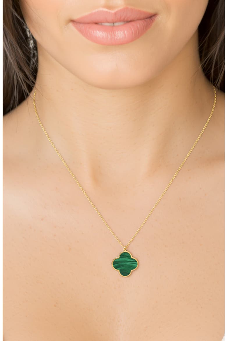 Stone Clover Pendant Necklace, Alternate, color, GOLD/MALACHITE