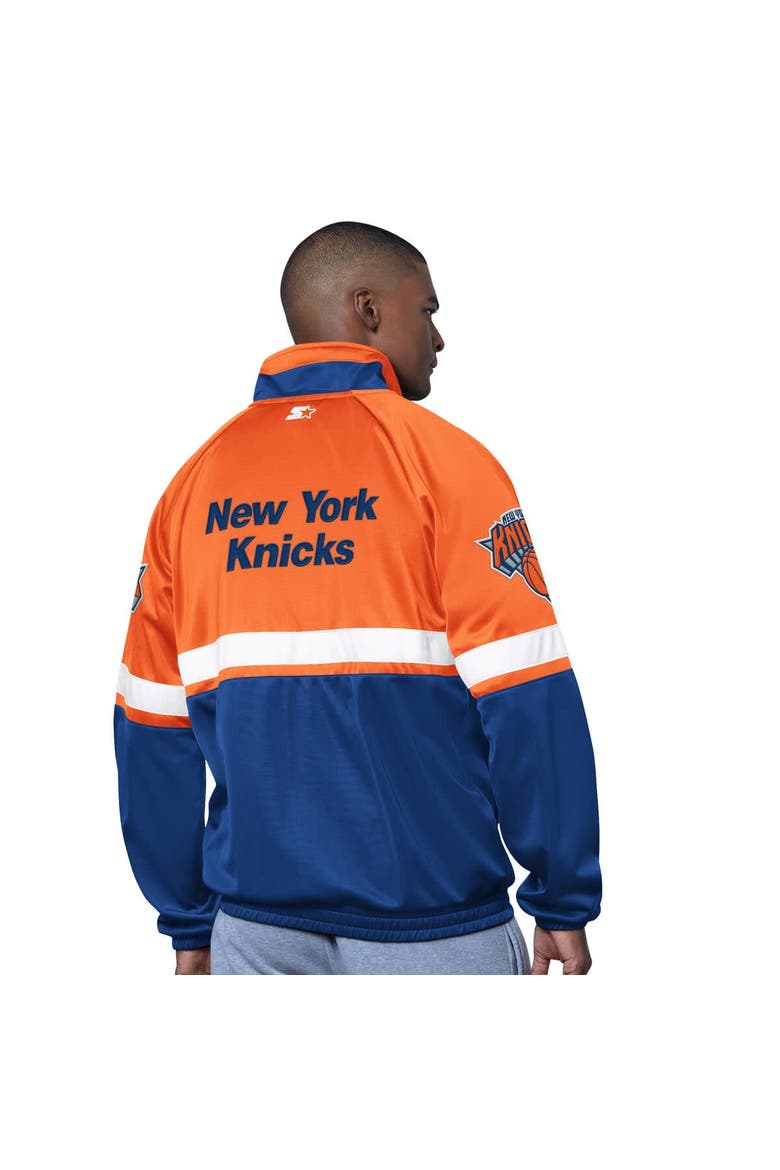 Men's Starter Blue/White New York Knicks The Veteran Tricot Track Raglan Full-Zip Jacket, Main, color, Blue