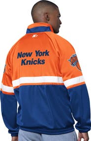 STARTER Men's Starter Blue/White New York Knicks The Veteran Tricot Track Raglan Full-Zip Jacket