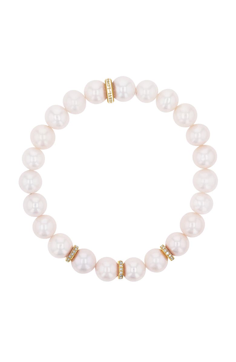Sheryl Lowe YG Pearl 8mm Bead Bracelet with 3 Diamond Rondelles, Alternate, color, Pearl / 14Kt Yellow Gold