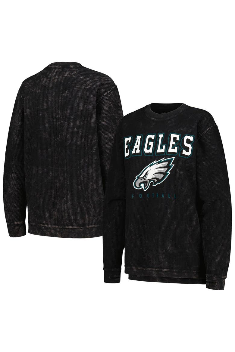 Women's G-III 4Her by Carl Banks Black Philadelphia Eagles Comfy Cord Pullover Sweatshirt, Main, color, Black