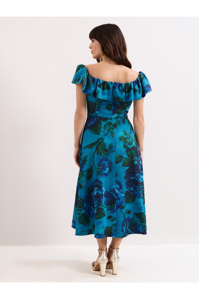 Brianne Floral Midi Dress, Alternate, color, Blue
