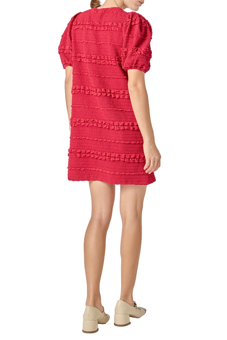 Smocked Minidress, Alternate, color, BURGUNDY