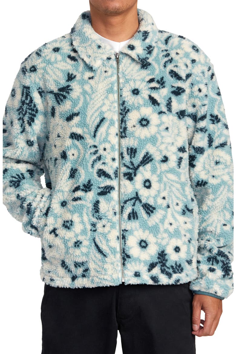Groove Floral Fleece Jacket, Main, color, SPINACH