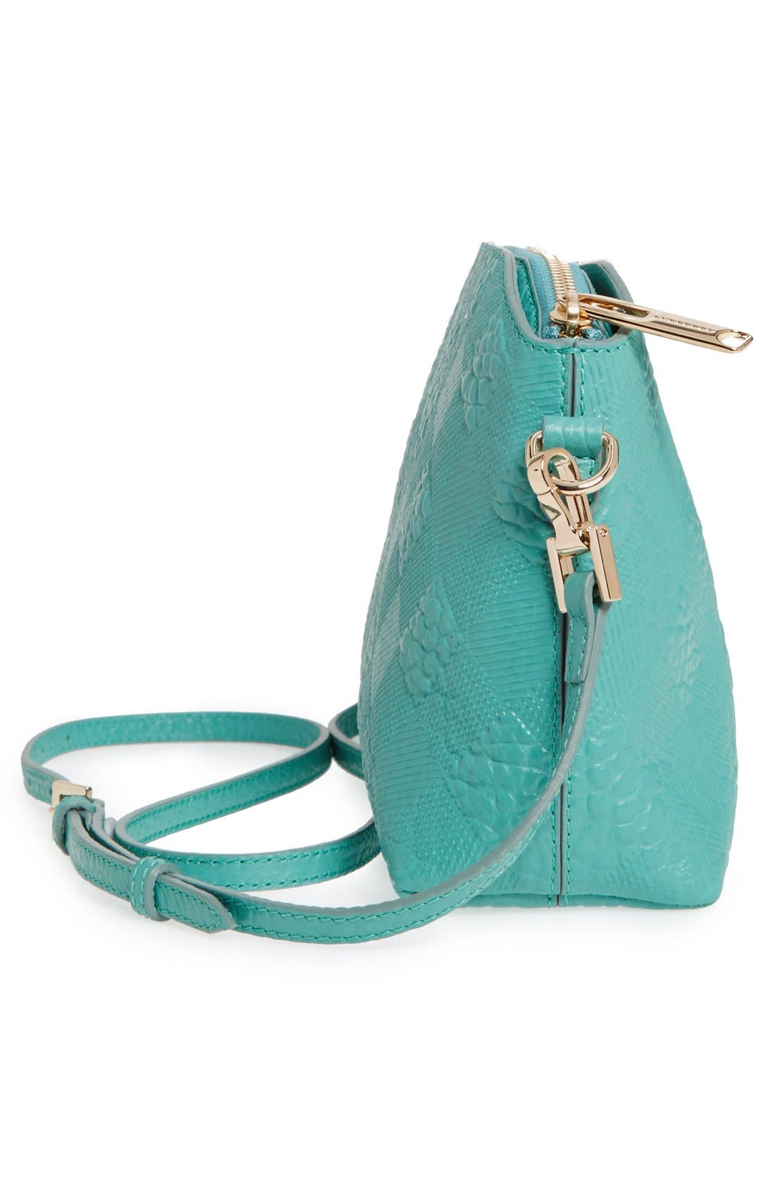 'Small Chichester' Check Embossed Leather Crossbody Bag, Alternate, color, AQUA GREEN