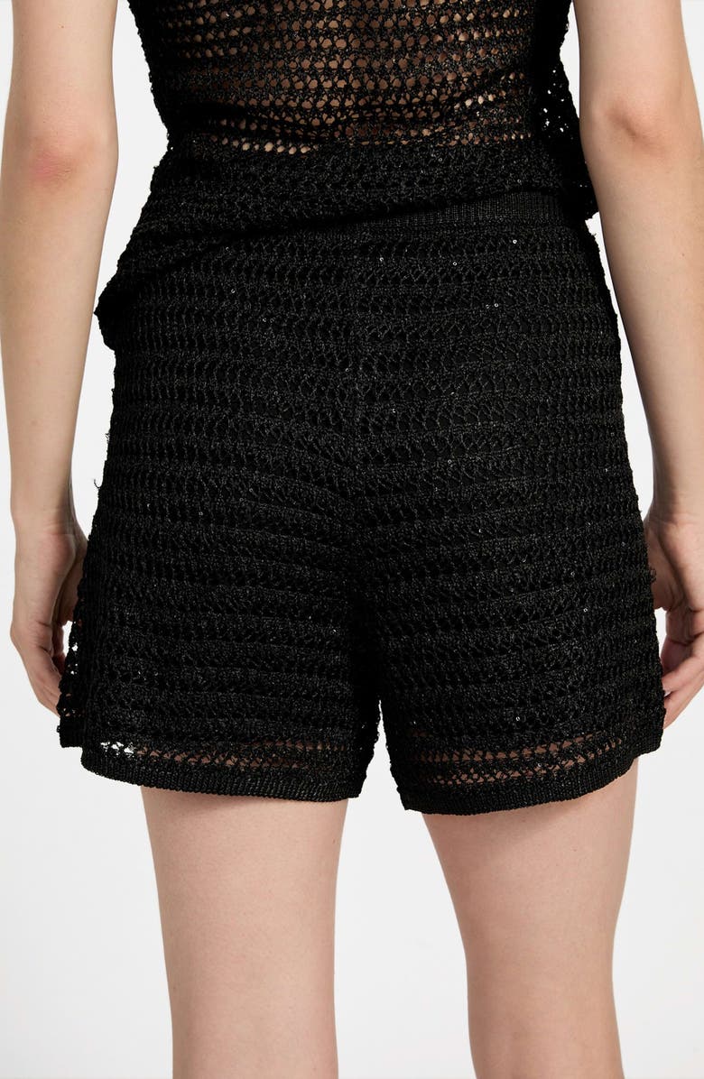 GUESS Bella Open Stitch Sweater Shorts, Alternate, color, Jet Black Multi