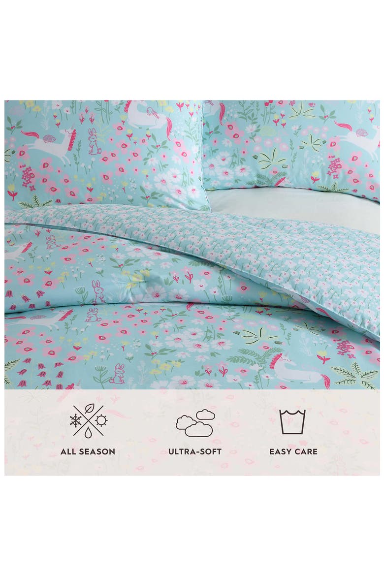 Magical Unicorns 3-Piece Queen Microfiber Comforter & Sham Set, Alternate, color, BRIGHT BLUE