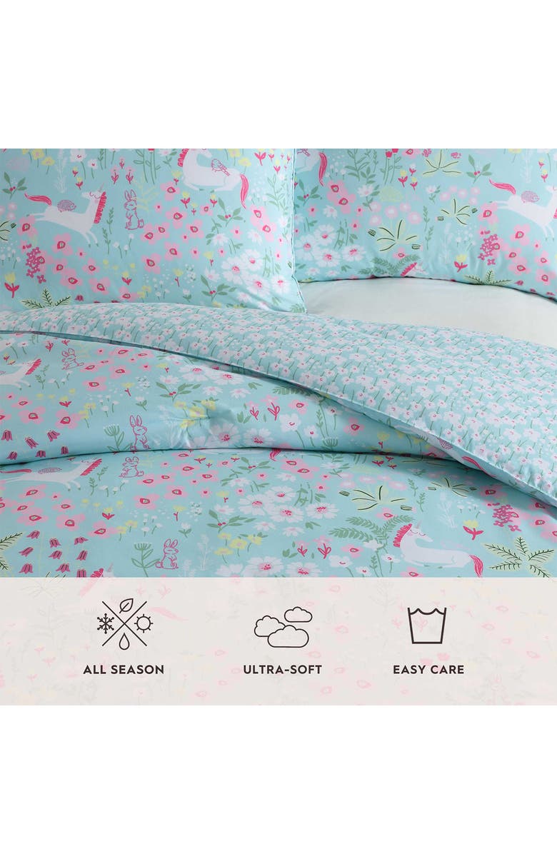 Laura Ashley Magical Unicorns 3-Piece Twin Microfiber Comforter & Sham Set, Alternate, color, Bright Blue