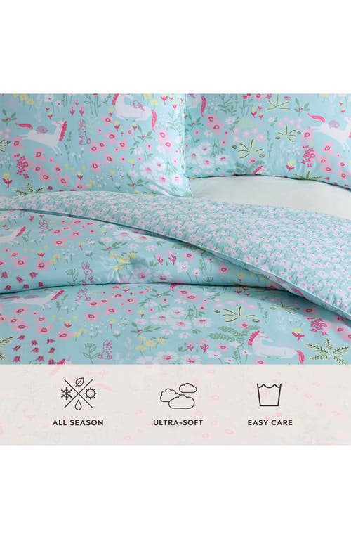 Laura Ashley Magical Unicorns 3-piece Queen Microfiber Comforter & Sham Set In Bright Blue
