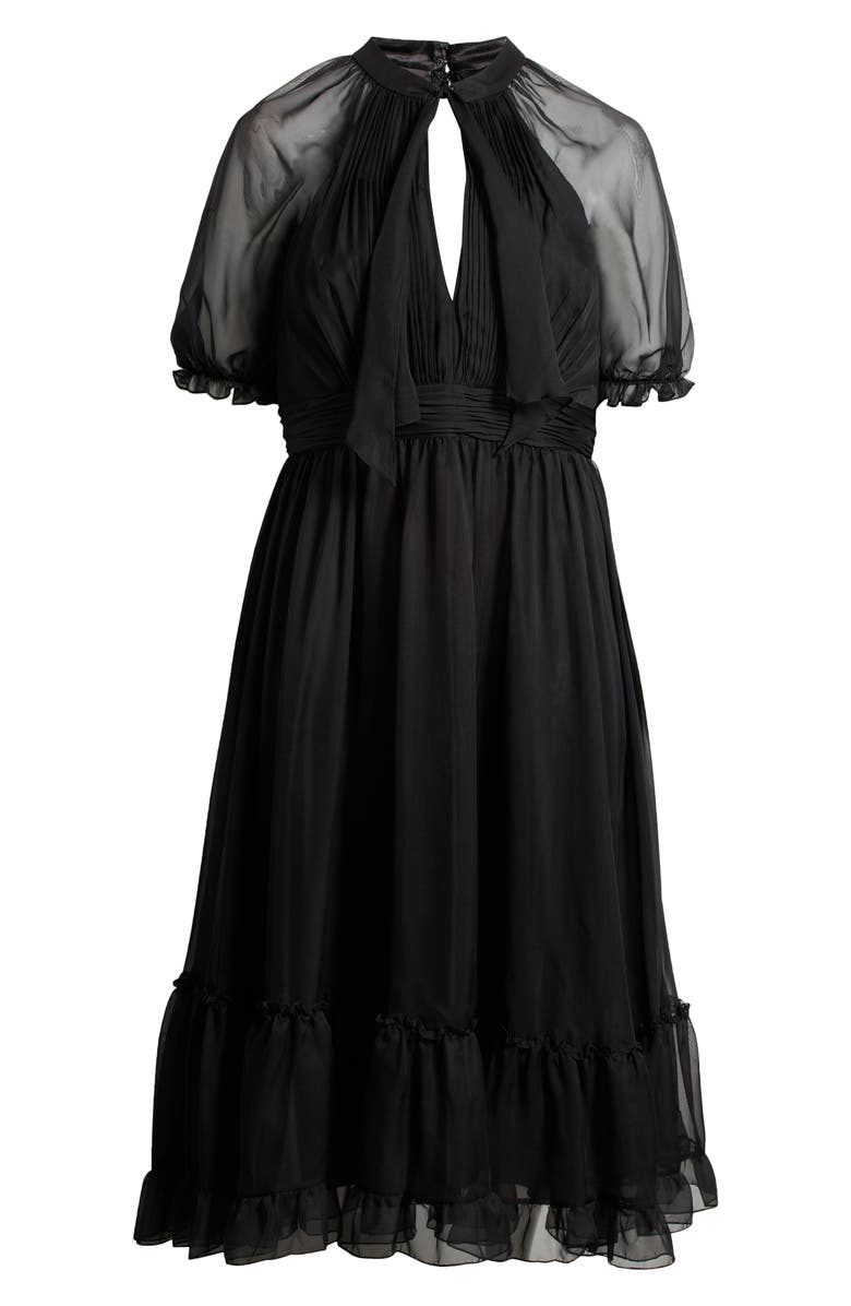 FABULOUSS BY MAC DUGGAL Sheer Puff Sleeve Cocktail Dress, Alternate, color, Black