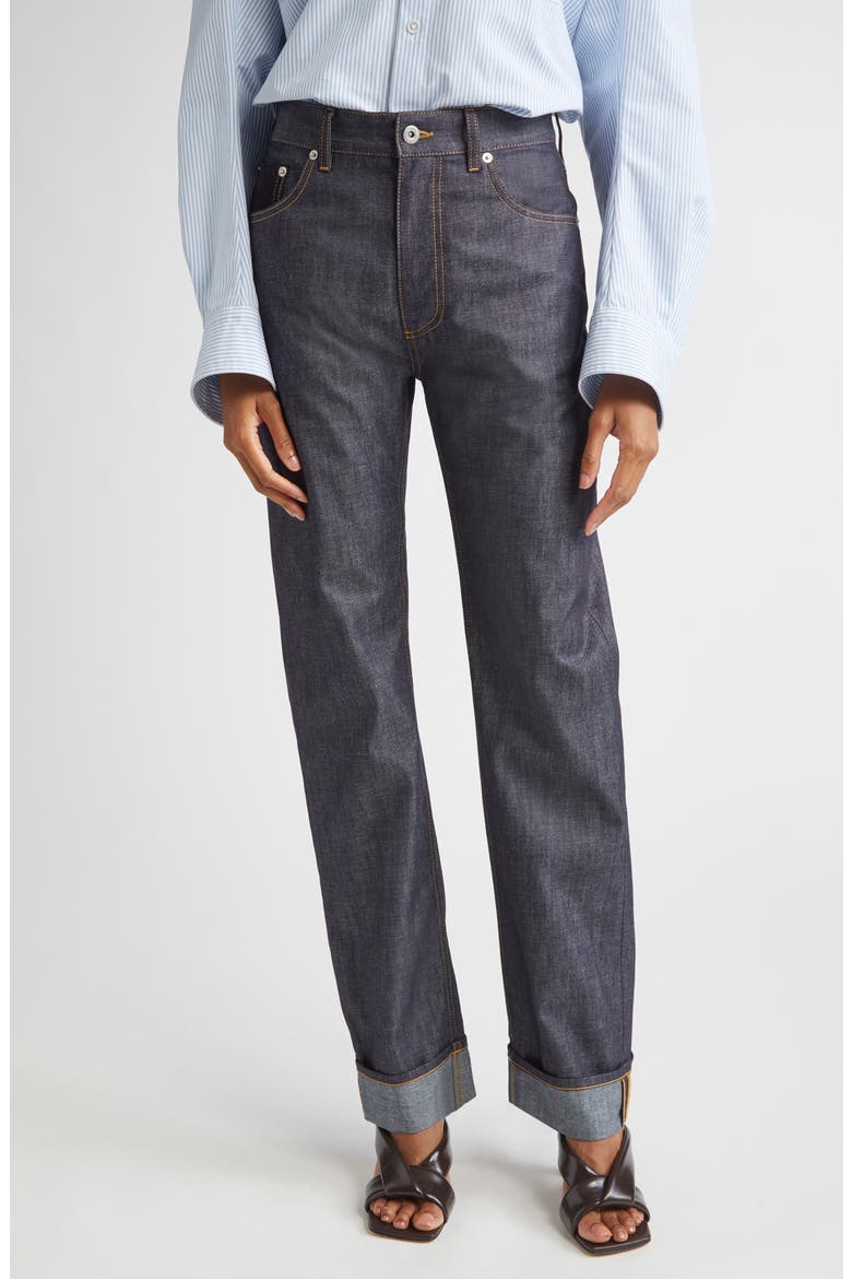 Turned Up Straight Leg Jeans, Main, color, 4245 INDIGO
