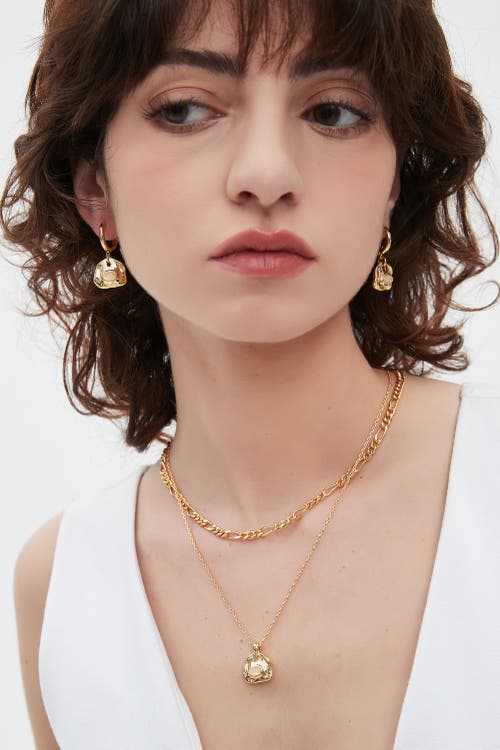 Classicharms Aria Gemstone Pendant Necklace And Figaro Chain Layering Set In Gold