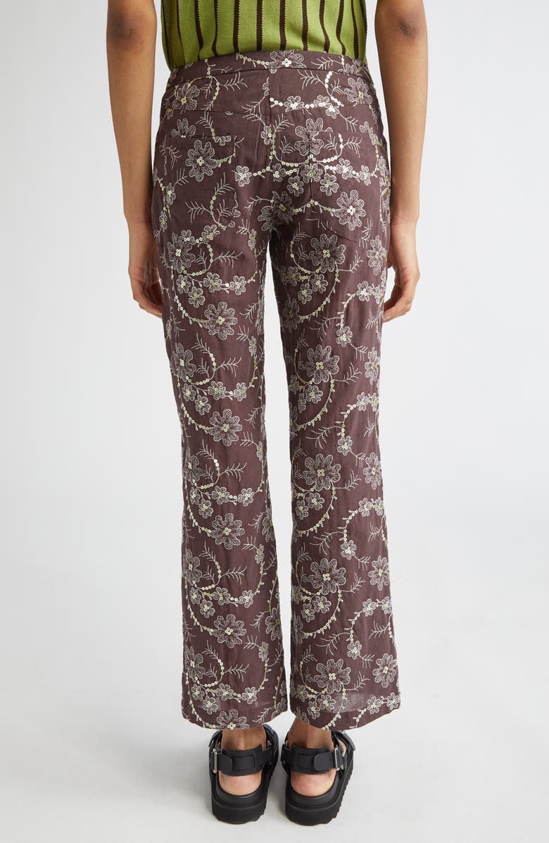 Siedrés Cera Floral Sequin Straight Leg Pants, Alternate, color, Brown