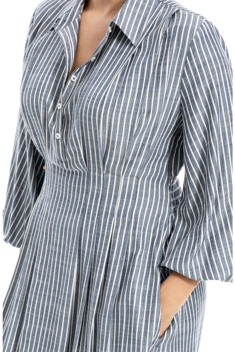 Stripe Balloon Sleeve Shirtdress, Alternate, color, INDIGO/ IVORY STRIPE