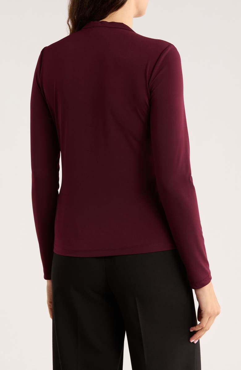 ELIE ELIE TAHARI Long Sleeve Snap Button Top, Alternate, color, Oxblood Red