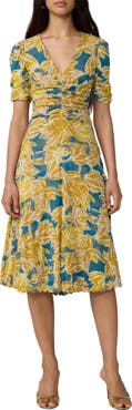 Diane von Furstenberg Koren Print Ruched Reversible Dress