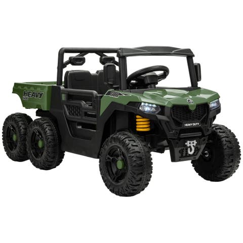 24V Kids Ride On Truck with 6 Wheels 2 Seater 4WD Electric Ride On Car with Dump Bed Remote Control Wheel Suspension for Years