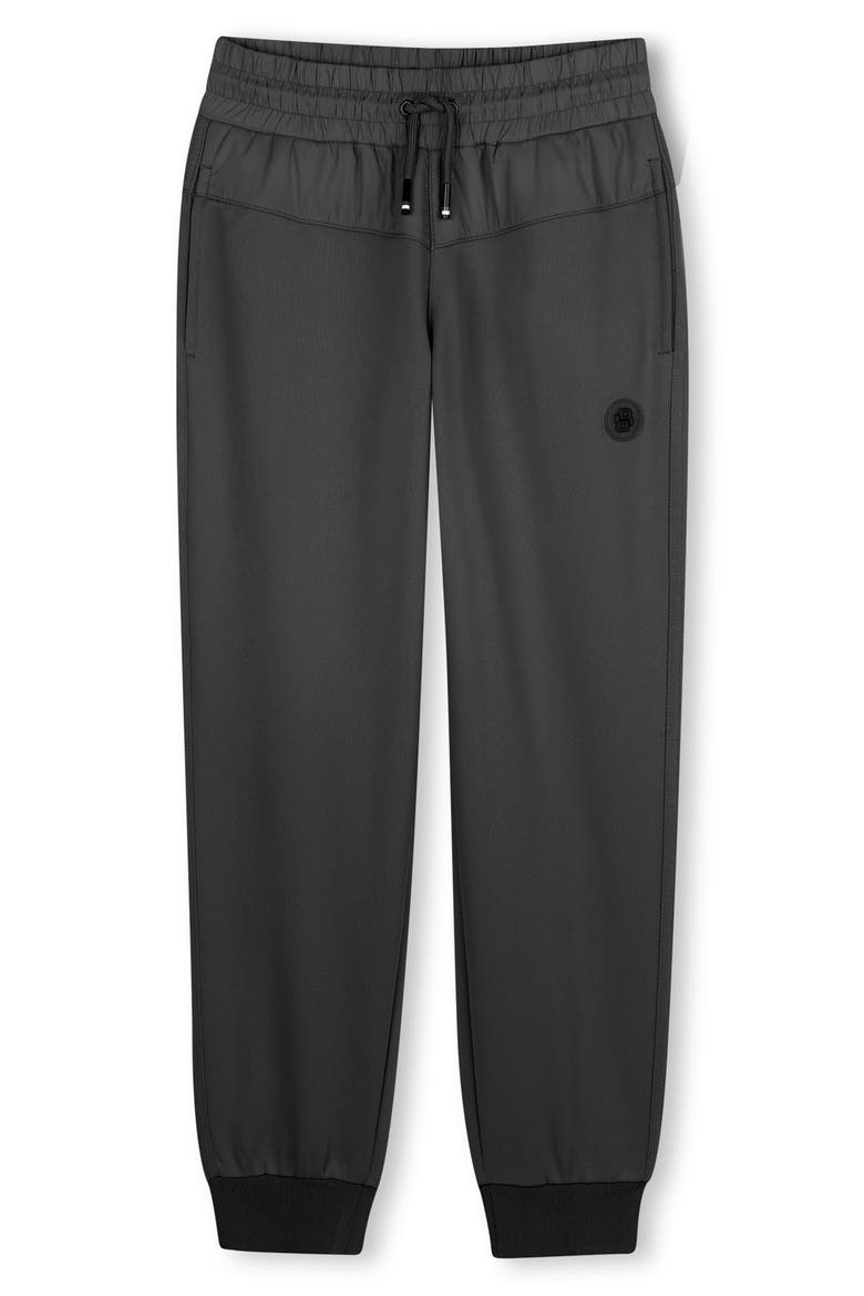 Kids' Fleece & Nylon Joggers, Alternate, color, BLACK