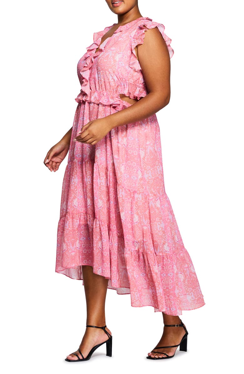 Estelle Fiorentina Frill Cutout Maxi Dress, Alternate, color,