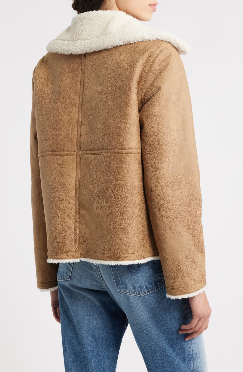 Bernardo Faux Shearling Coat, Alternate, color, Brown Cream