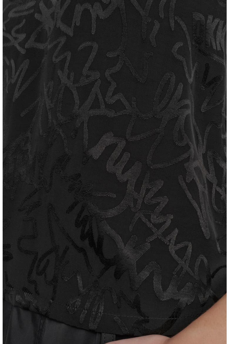 Scribble Logo Jacquard Top, Alternate, color, BLACK