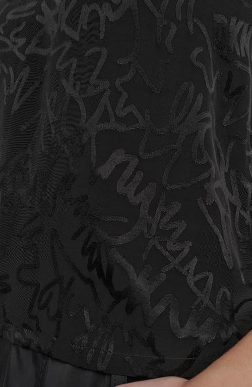 Dkny Scribble Logo Jacquard Top In Black