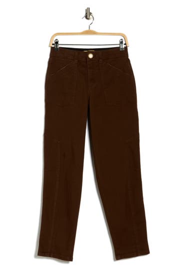 Democracy Tapered Side Panel Straight Leg Jeans In Brown