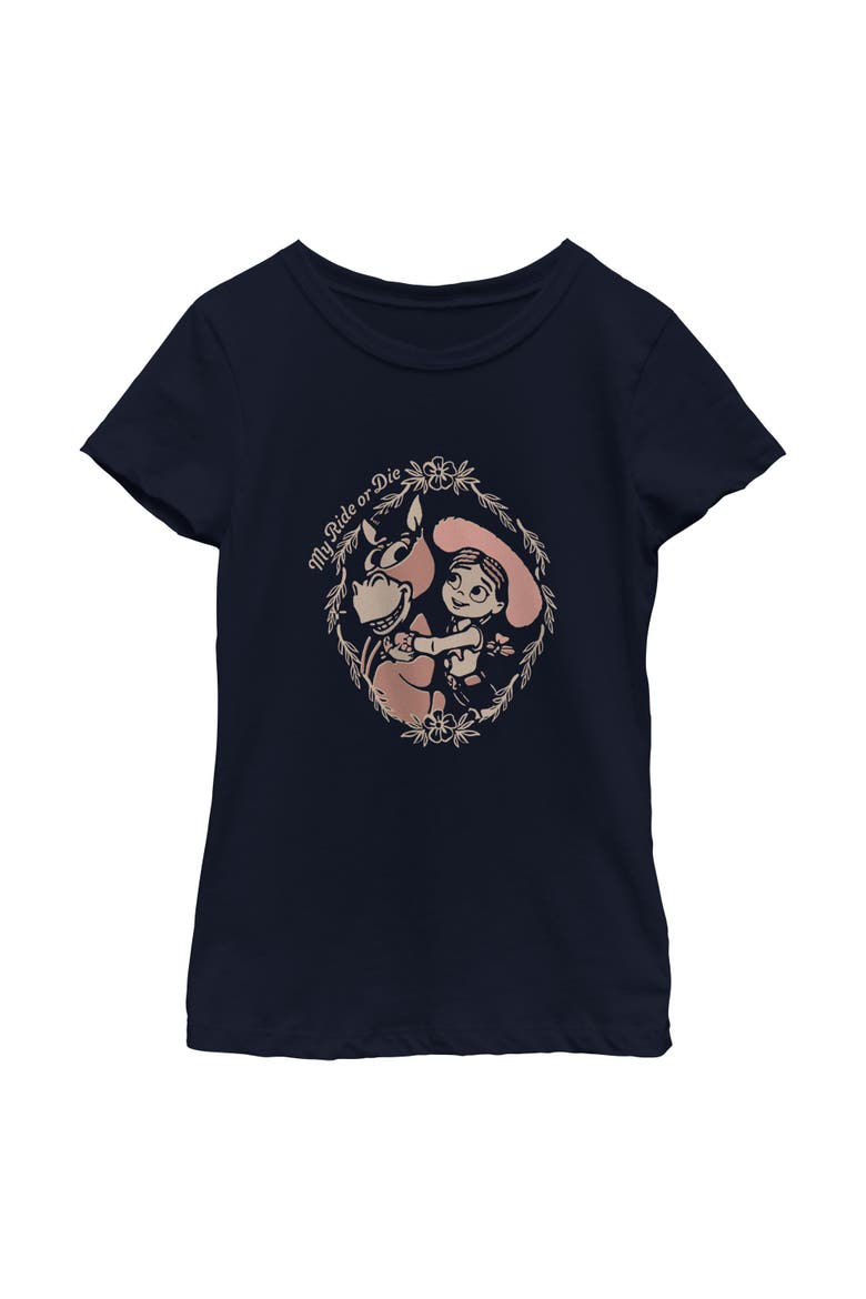 Girl's Toy Story 5 Jessie And Horse My Ride  Graphic T-Shirt, Main, color, Navy Blue