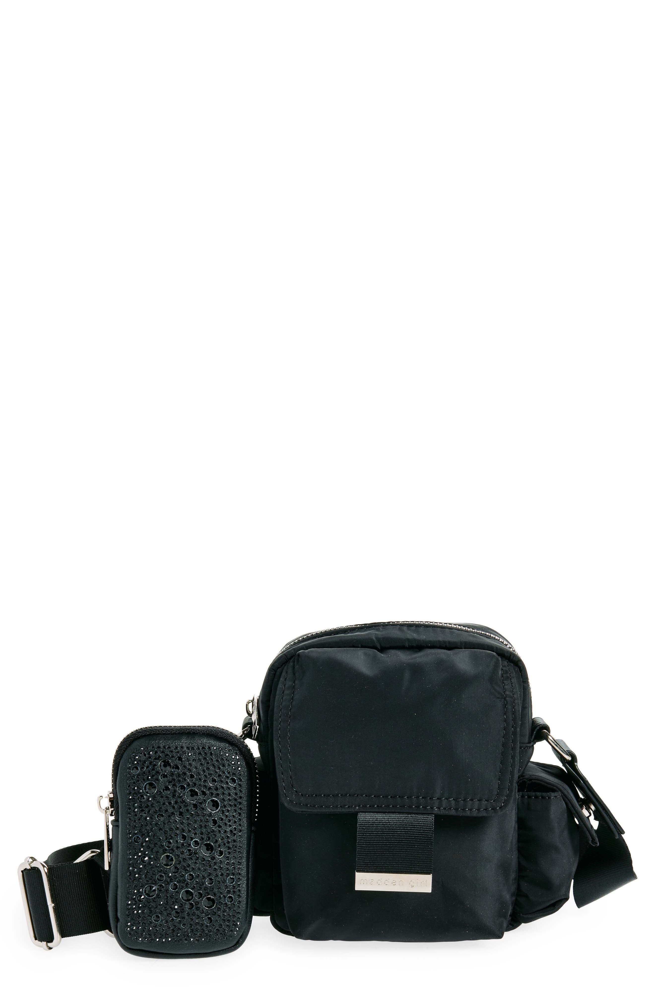 Madden Girl Nylon Cell Phone Crossbody Bag, Main, color, 