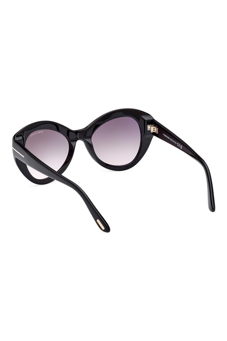 Guinivere 52mm Round Sunglasses, Alternate, color, SHINY BLACK / GRADIENT SMOKE