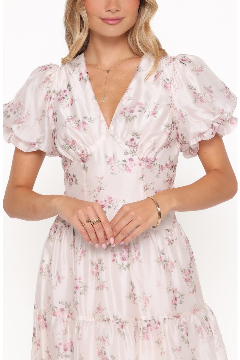 Jocelyn Floral Print Puff Sleeve Maxi Dress, Alternate, color, IVORY/ PINK FLORAL